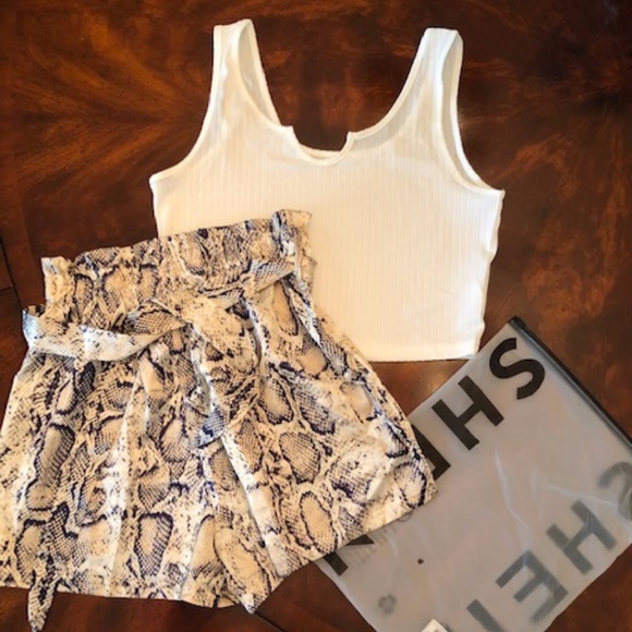 snakeskin paperbag shorts